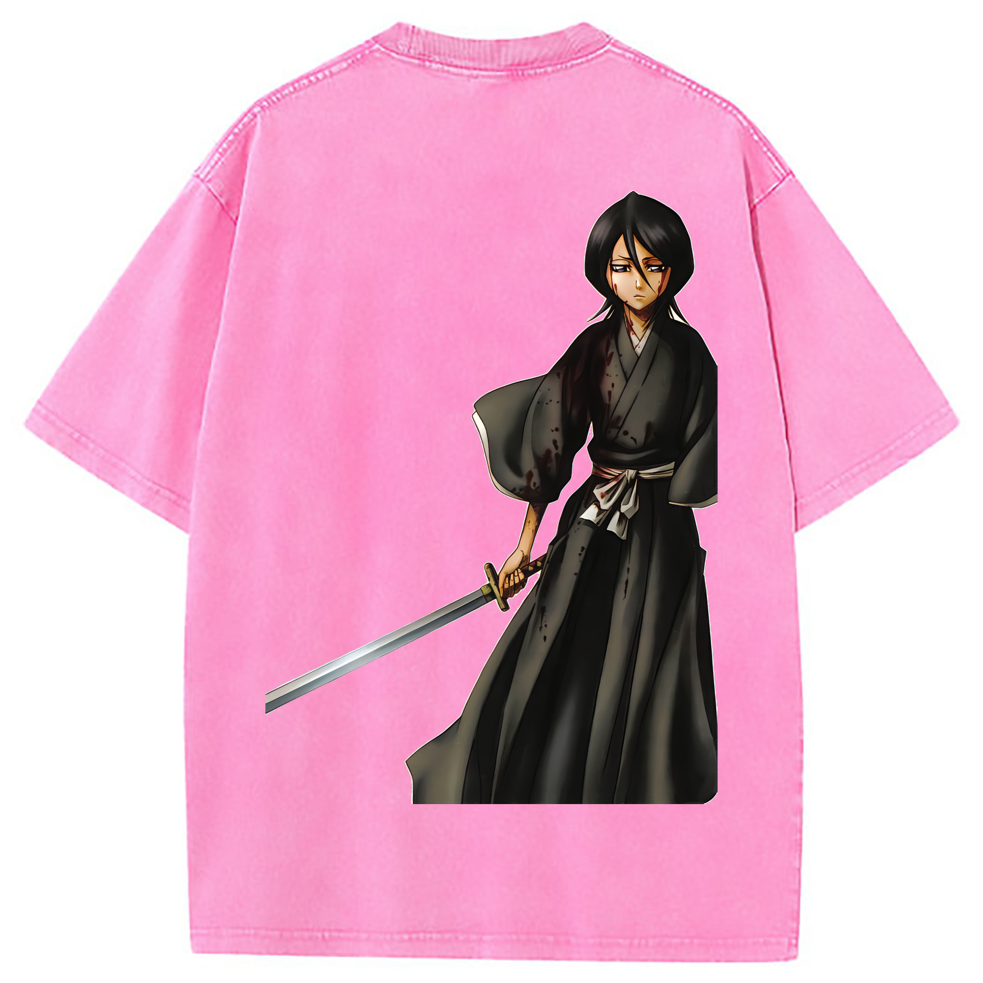 （画像用） ブリーチ 朽木ルキア BLEACH Kuchiki Rukia 綿100% ヴィンテージ風 半袖Tシャツ（背面プリント）